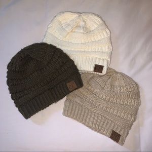 C.C. Beanies set of 3 Neutral Colors Like New